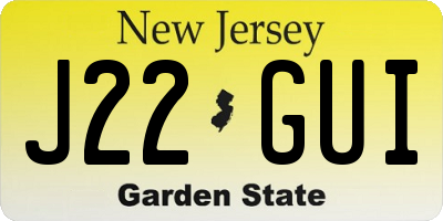 NJ license plate J22GUI