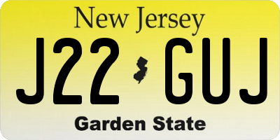 NJ license plate J22GUJ