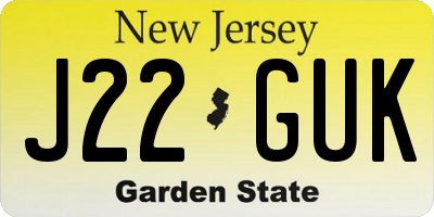 NJ license plate J22GUK