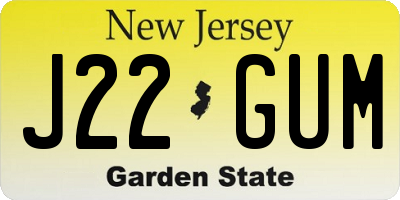 NJ license plate J22GUM