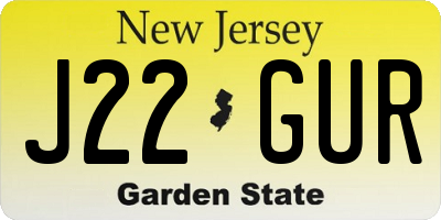 NJ license plate J22GUR
