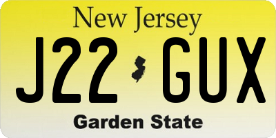 NJ license plate J22GUX