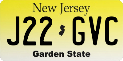 NJ license plate J22GVC