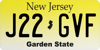 NJ license plate J22GVF