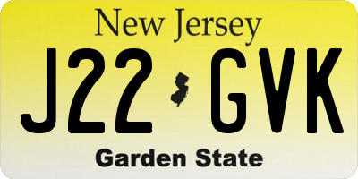 NJ license plate J22GVK