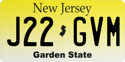 NJ license plate J22GVM
