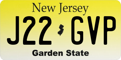 NJ license plate J22GVP