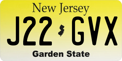 NJ license plate J22GVX