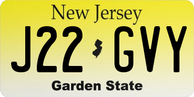 NJ license plate J22GVY
