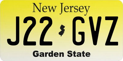 NJ license plate J22GVZ