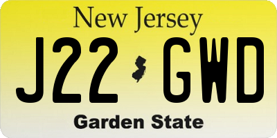 NJ license plate J22GWD