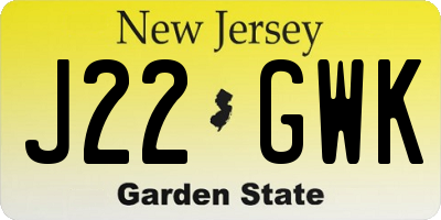 NJ license plate J22GWK
