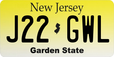 NJ license plate J22GWL