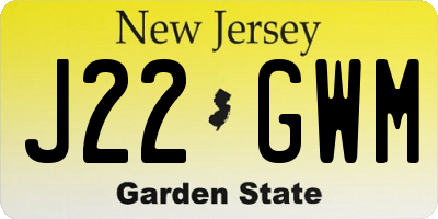 NJ license plate J22GWM