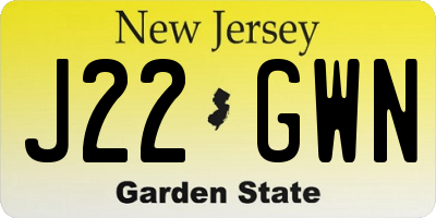 NJ license plate J22GWN