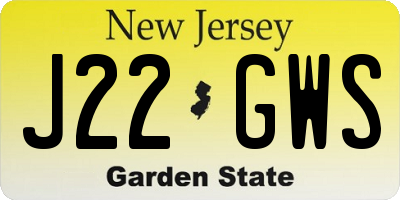 NJ license plate J22GWS
