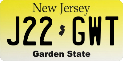 NJ license plate J22GWT