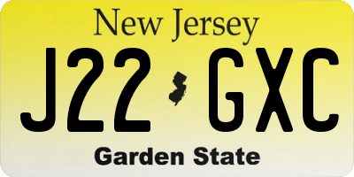 NJ license plate J22GXC