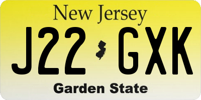 NJ license plate J22GXK