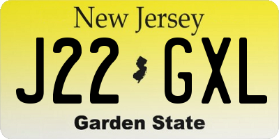 NJ license plate J22GXL