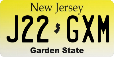NJ license plate J22GXM