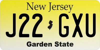 NJ license plate J22GXU