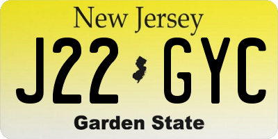 NJ license plate J22GYC