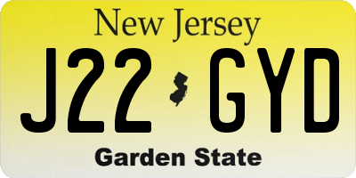 NJ license plate J22GYD