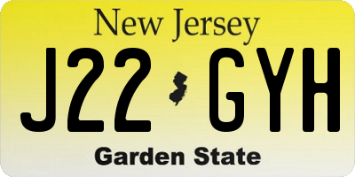 NJ license plate J22GYH