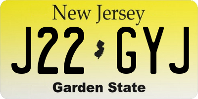 NJ license plate J22GYJ