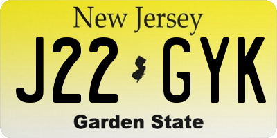 NJ license plate J22GYK
