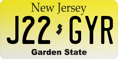 NJ license plate J22GYR