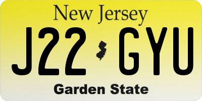 NJ license plate J22GYU