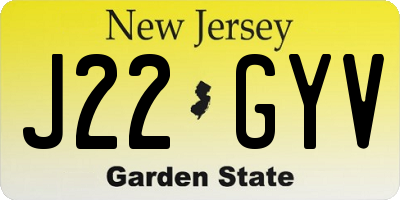NJ license plate J22GYV
