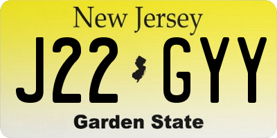 NJ license plate J22GYY