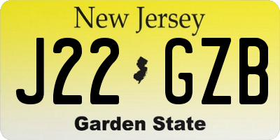 NJ license plate J22GZB