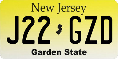NJ license plate J22GZD