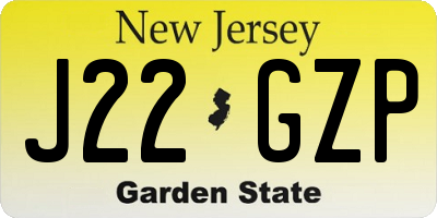 NJ license plate J22GZP