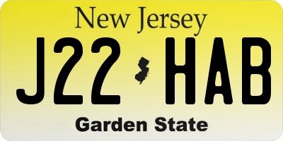NJ license plate J22HAB