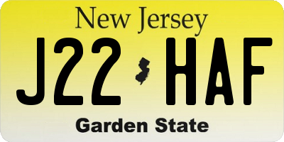 NJ license plate J22HAF