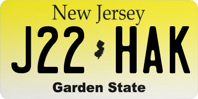 NJ license plate J22HAK