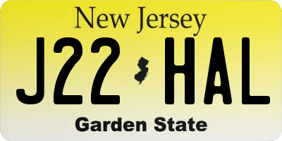 NJ license plate J22HAL