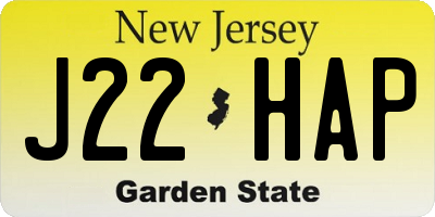 NJ license plate J22HAP