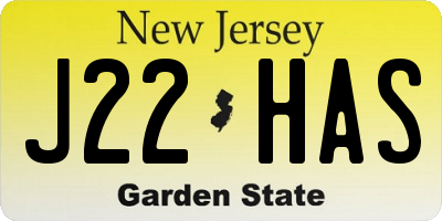 NJ license plate J22HAS