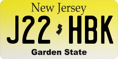 NJ license plate J22HBK
