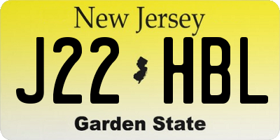NJ license plate J22HBL
