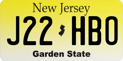 NJ license plate J22HBO