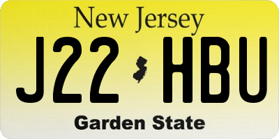 NJ license plate J22HBU