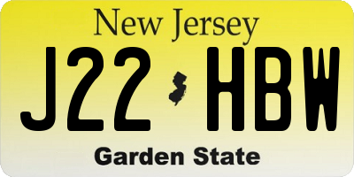 NJ license plate J22HBW