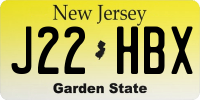 NJ license plate J22HBX